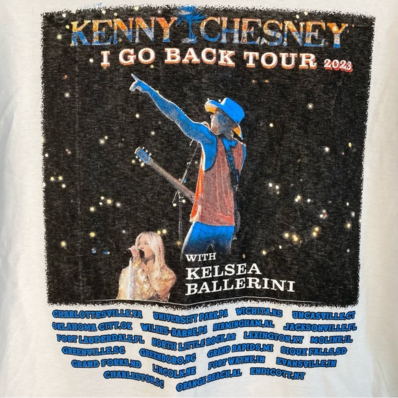 Kenny Chesney I Go Back Tour Concert T-shirt w/ Kelsea Ballerini 2023 XL White - Picture 4 of 8